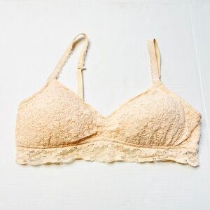 Aerie Cream Nude Floral Lace Pullover Bralette Size XL